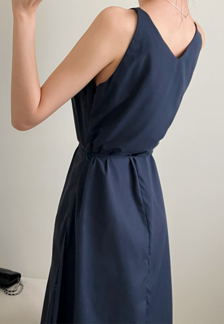 2024 New minimalist solid color lace up dress CA24041065BE