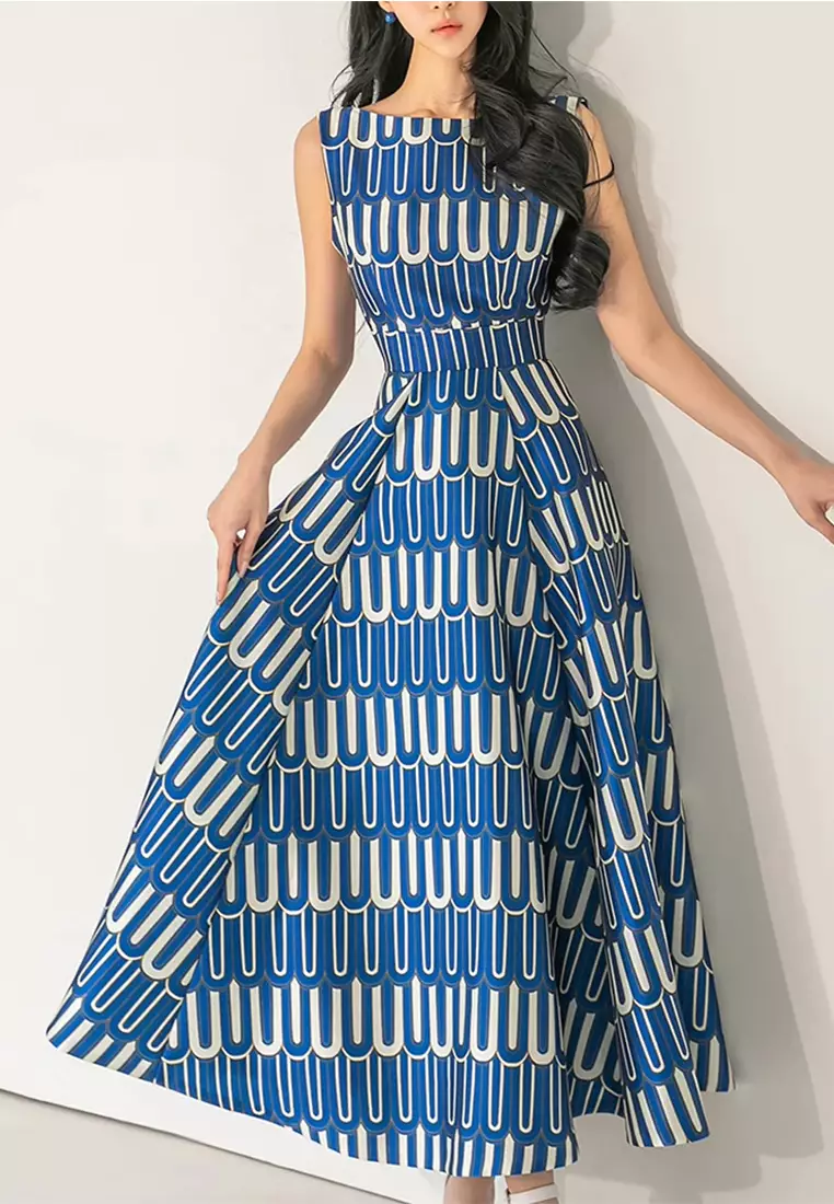 Fashionable slim fit printed dress CA24102540MT