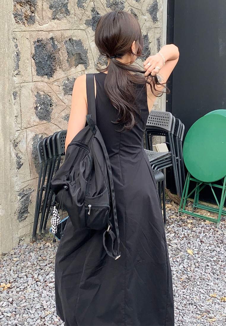  New round neck long sleeveless vest dress CA25032738BK