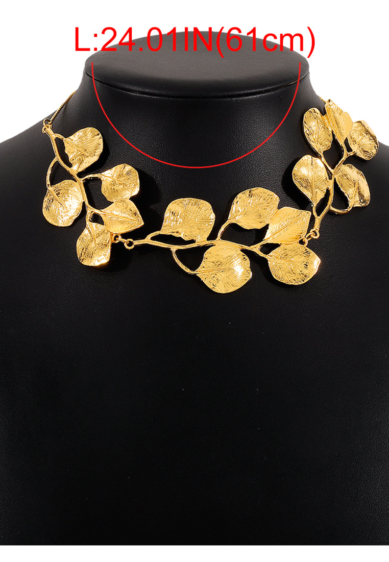 European and American metal leaf necklace and earrings CA25052366-1
