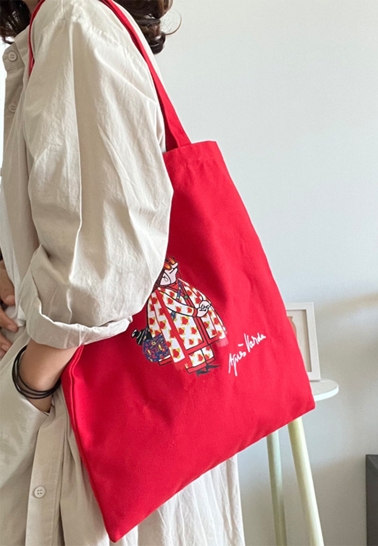 Hand-painted red canvas tote bag CA25061766RD