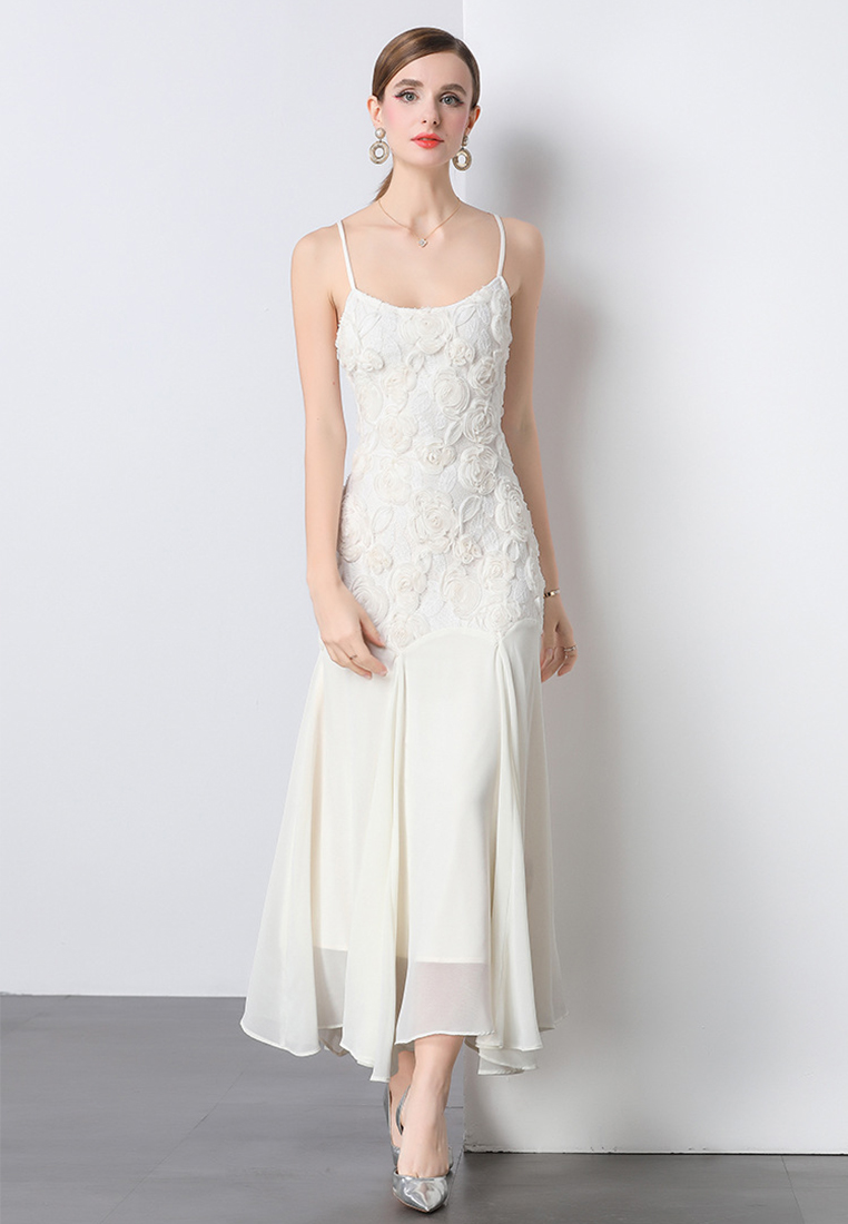 French embroidered rose flower suspender dress CA225042266BE