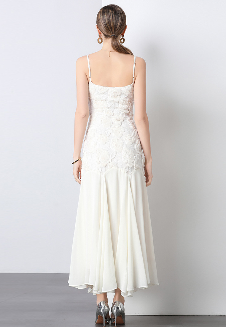 French embroidered rose flower suspender dress CA225042266BE