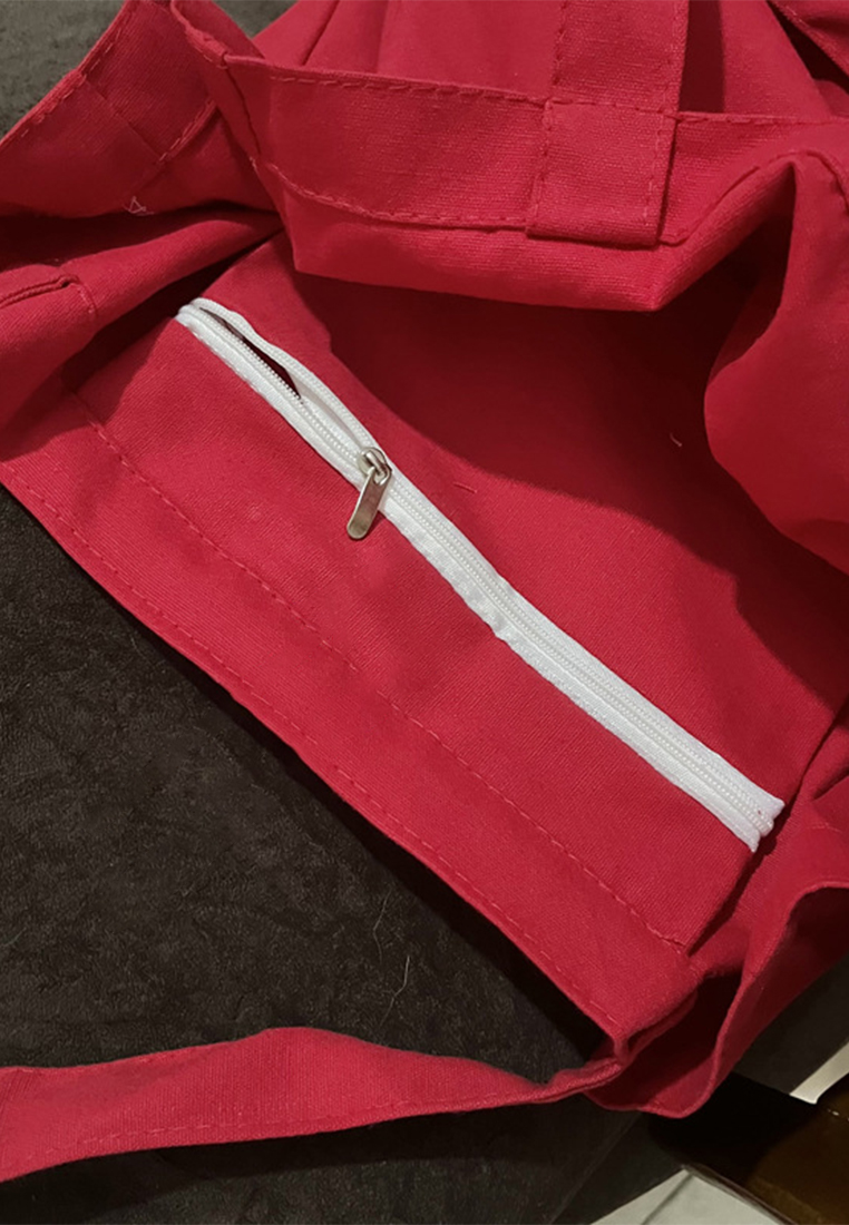 Hand-painted red canvas tote bag CA25061766RD
