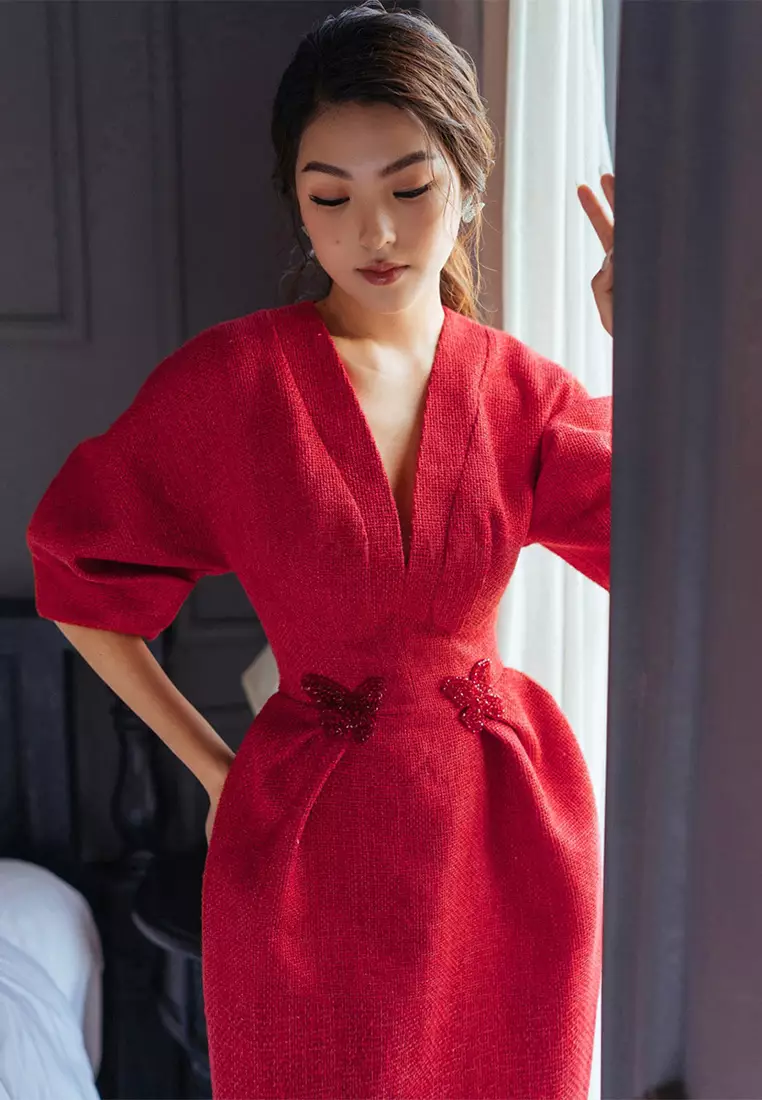 2024 Elegant Red Temperament Dress CA24102511RD