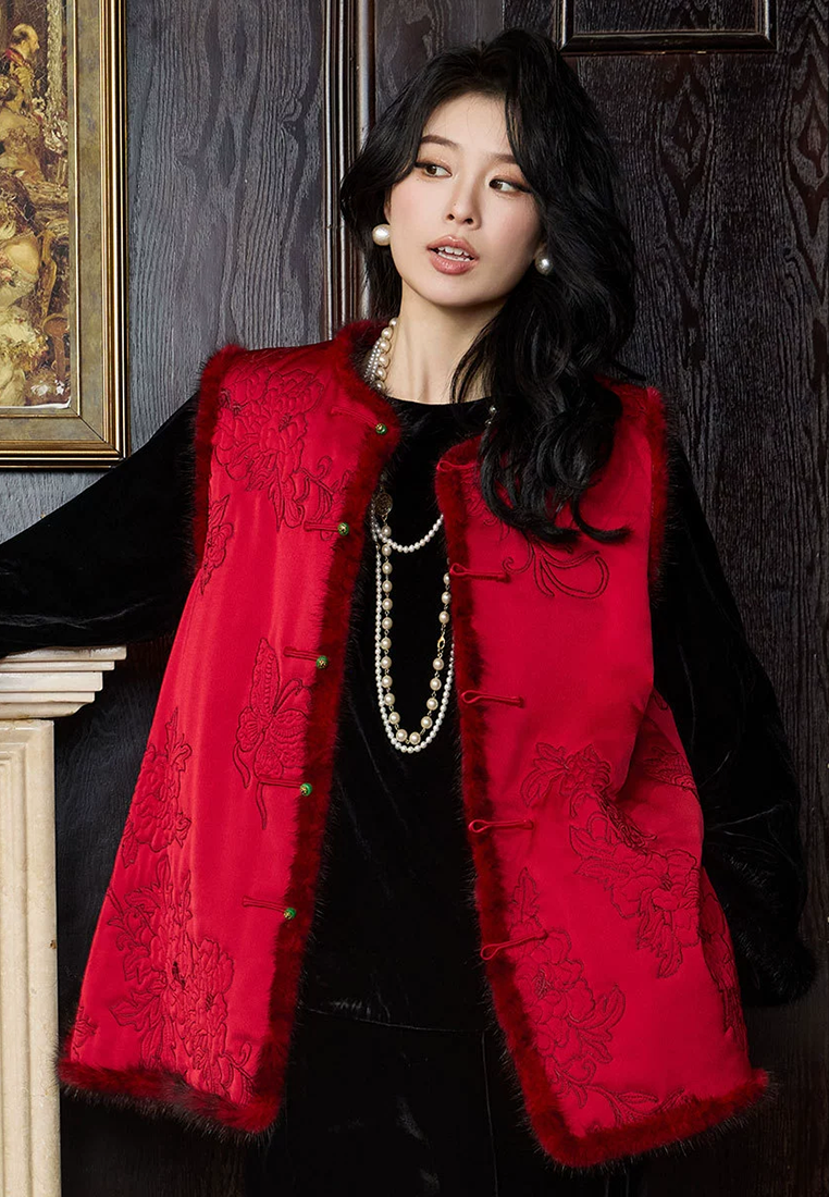 New A/W Chinese style padded and thickened vest CA25010709RD