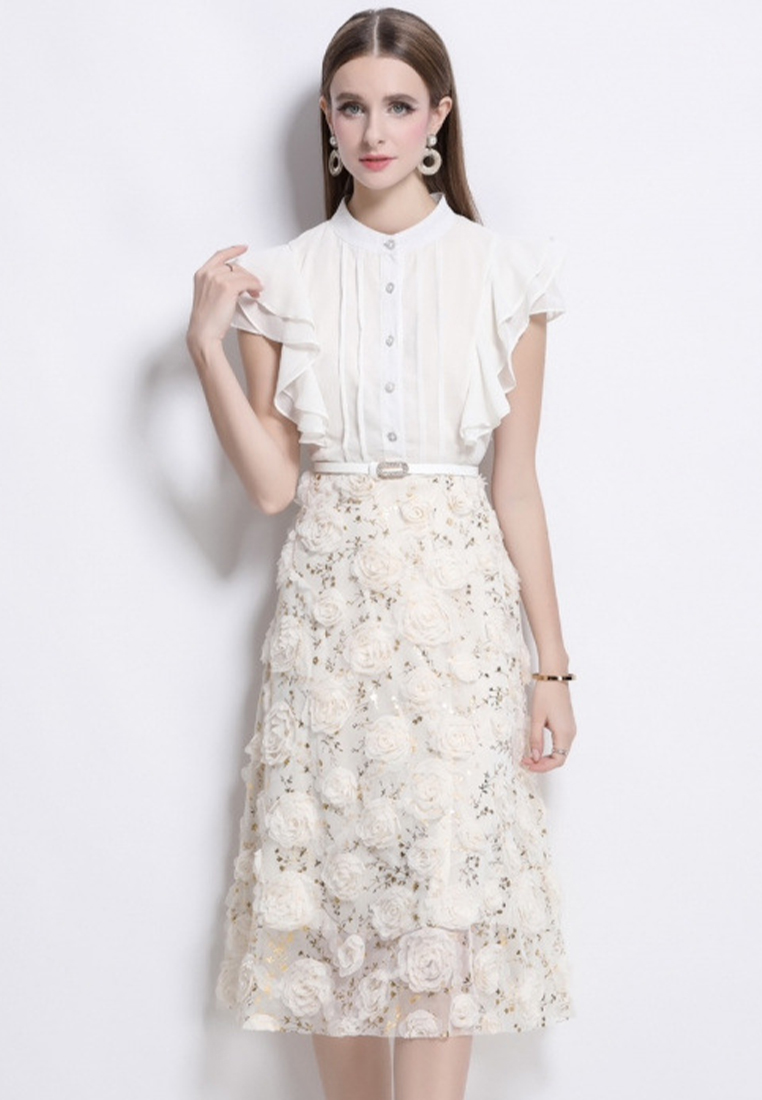 Summer new French ruffle short-sleeved dress CA225042267W