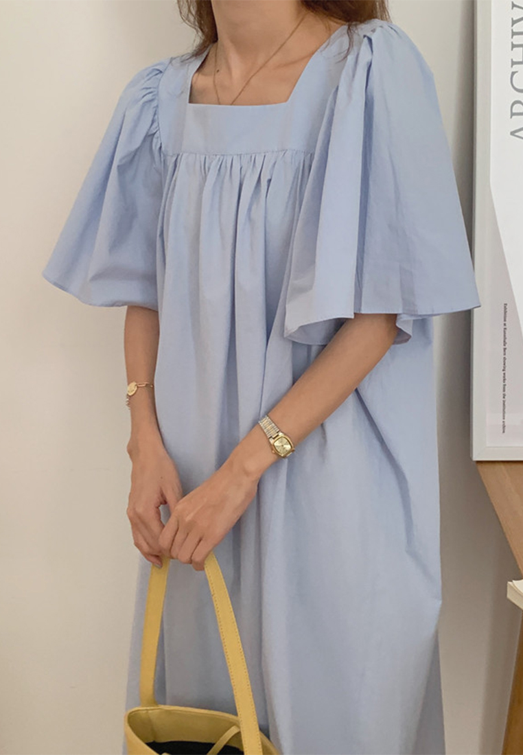 2024 New Square Neck Loose fitting Dress CA24041067DGBL