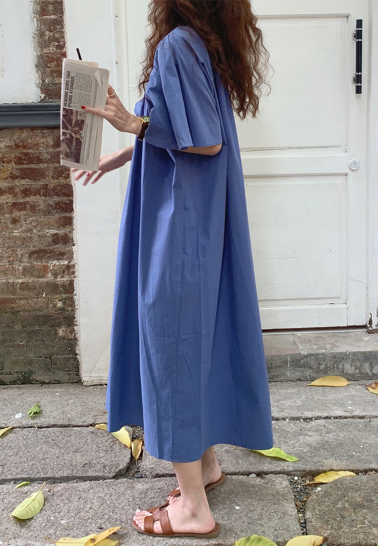 2024 New Square Neck Loose fitting Dress CA24041067DGBL