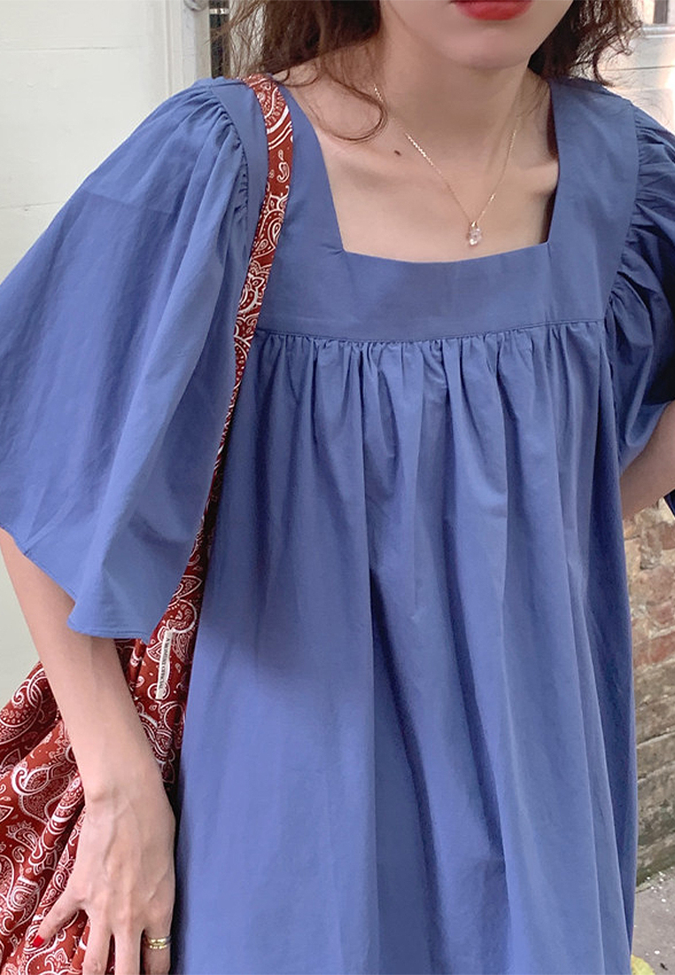 2024 New Square Neck Loose fitting Dress CA24041067DGBL