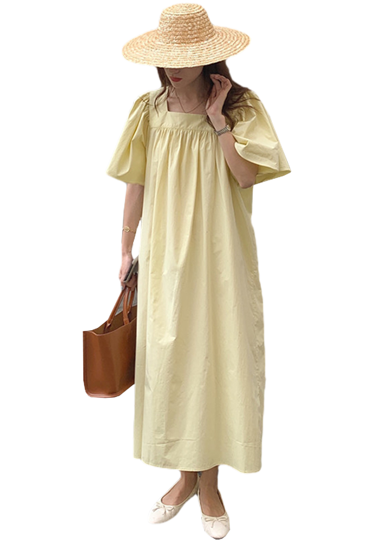 2024 New Square Neck Loose fitting Dress CA24041067DGBL