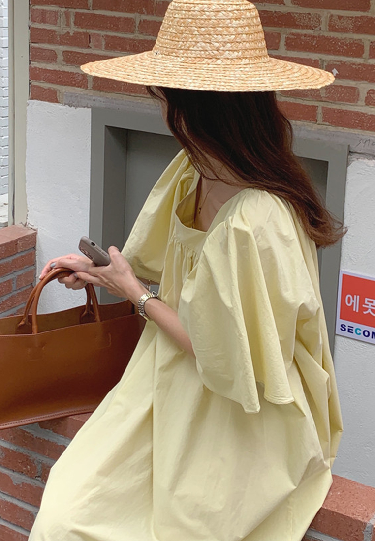 2024 New Square Neck Loose fitting Dress CA24041067DGBL