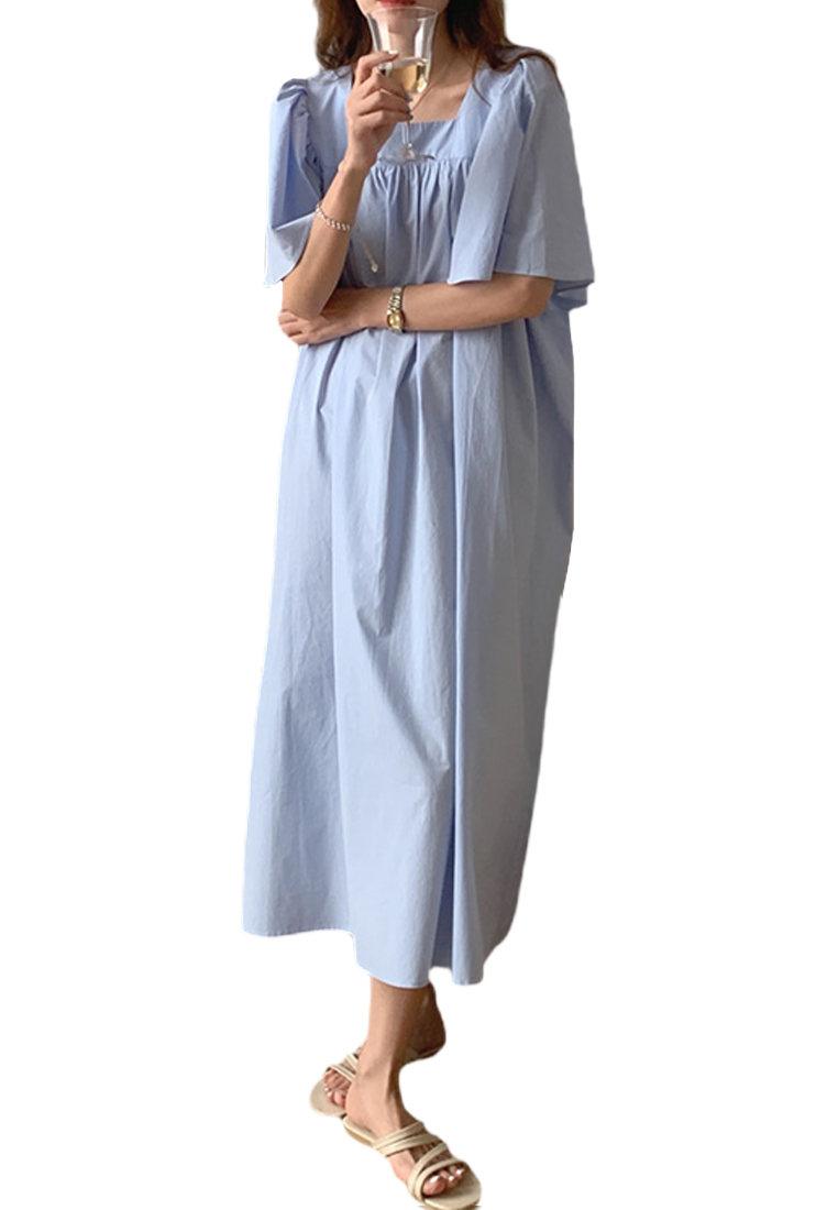 2024 New Square Neck Loose fitting Dress CA24041067DGBL