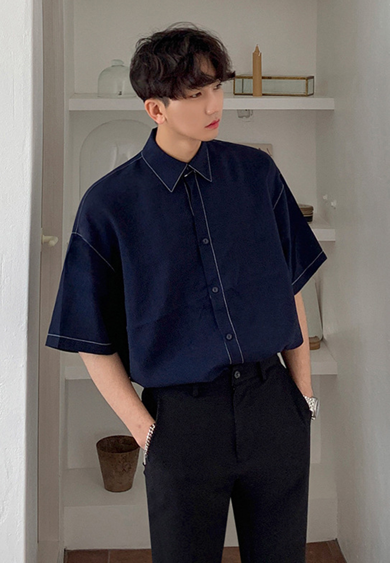 Men's Summer Five Points Jacket Half Sleeve Shirt CA24051468