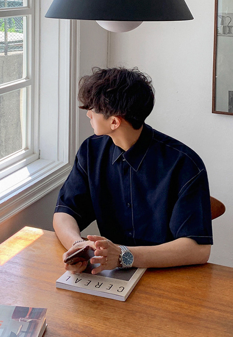 Men's Summer Five Points Jacket Half Sleeve Shirt CA24051468