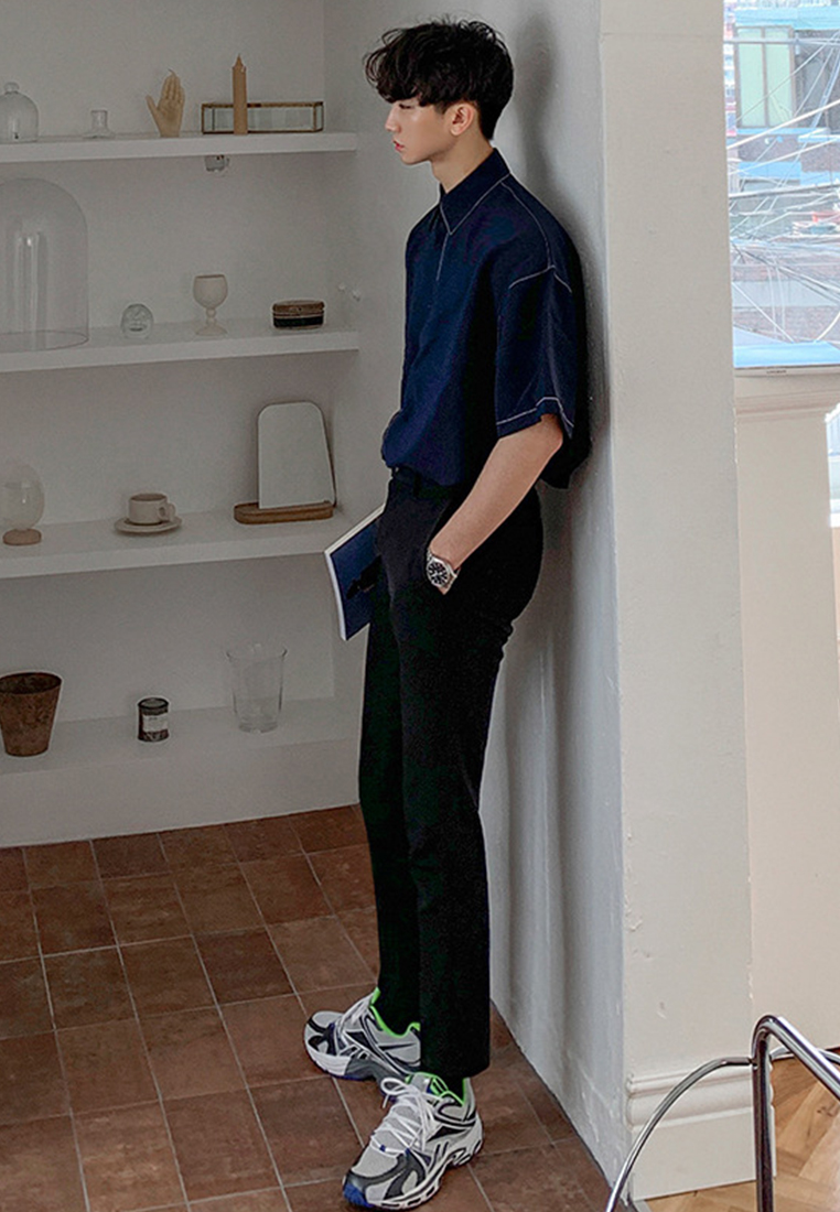 Men's Summer Five Points Jacket Half Sleeve Shirt CA24051468