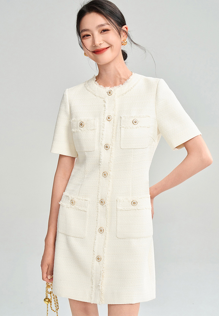 Summer French Chanel style tassel short-sleeved dress CA25060368W