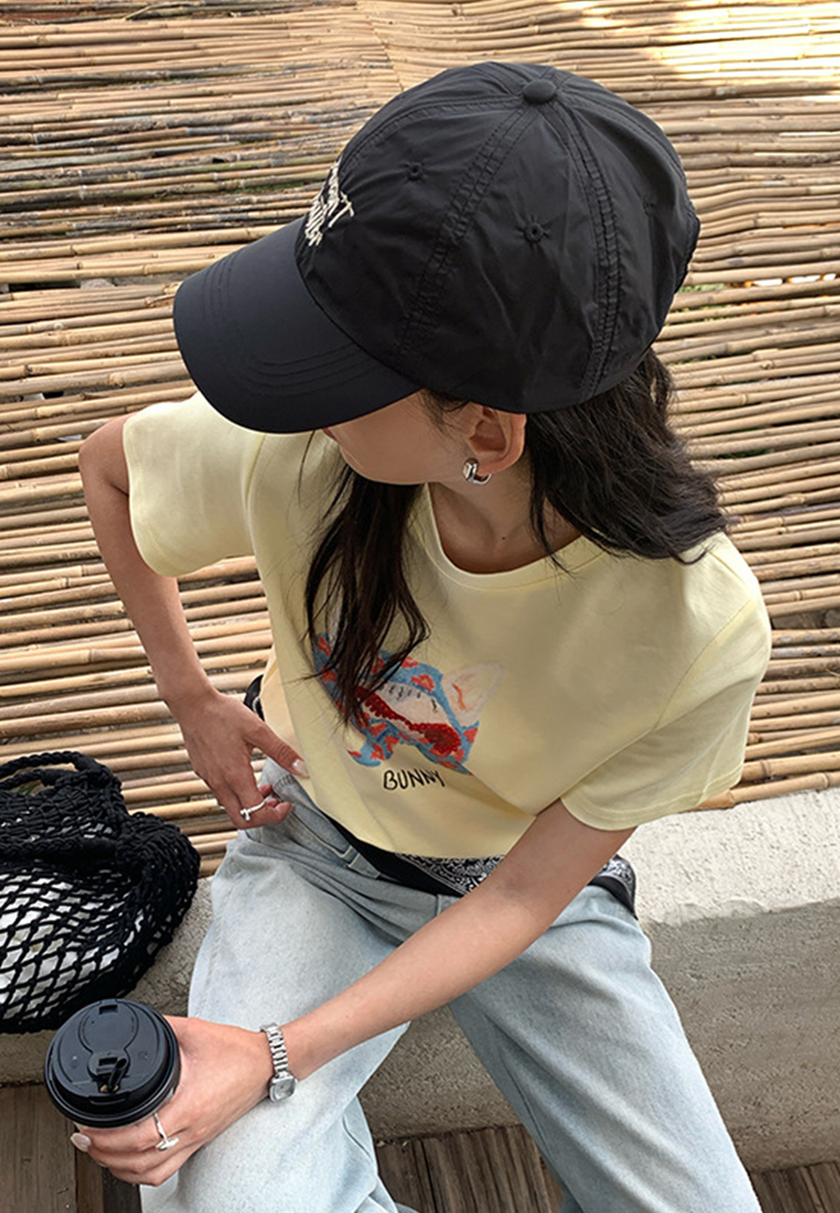 Summer printed round neck short sleeved T-shirt CA25042921YE