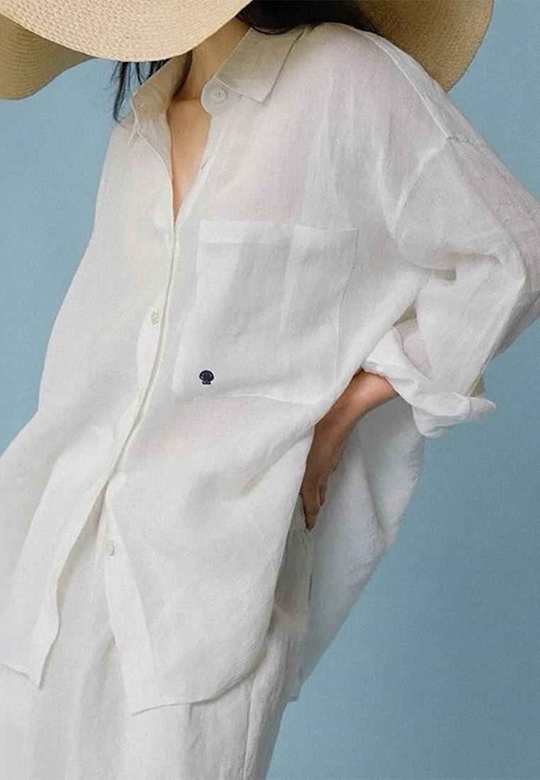 New arrival slim fit loose niche linen top CA25091927W