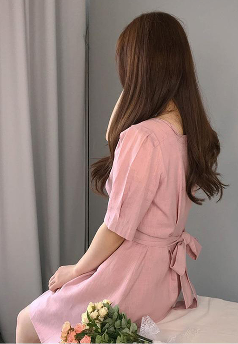 Retro waist cinching dress with temperament CA25032749W