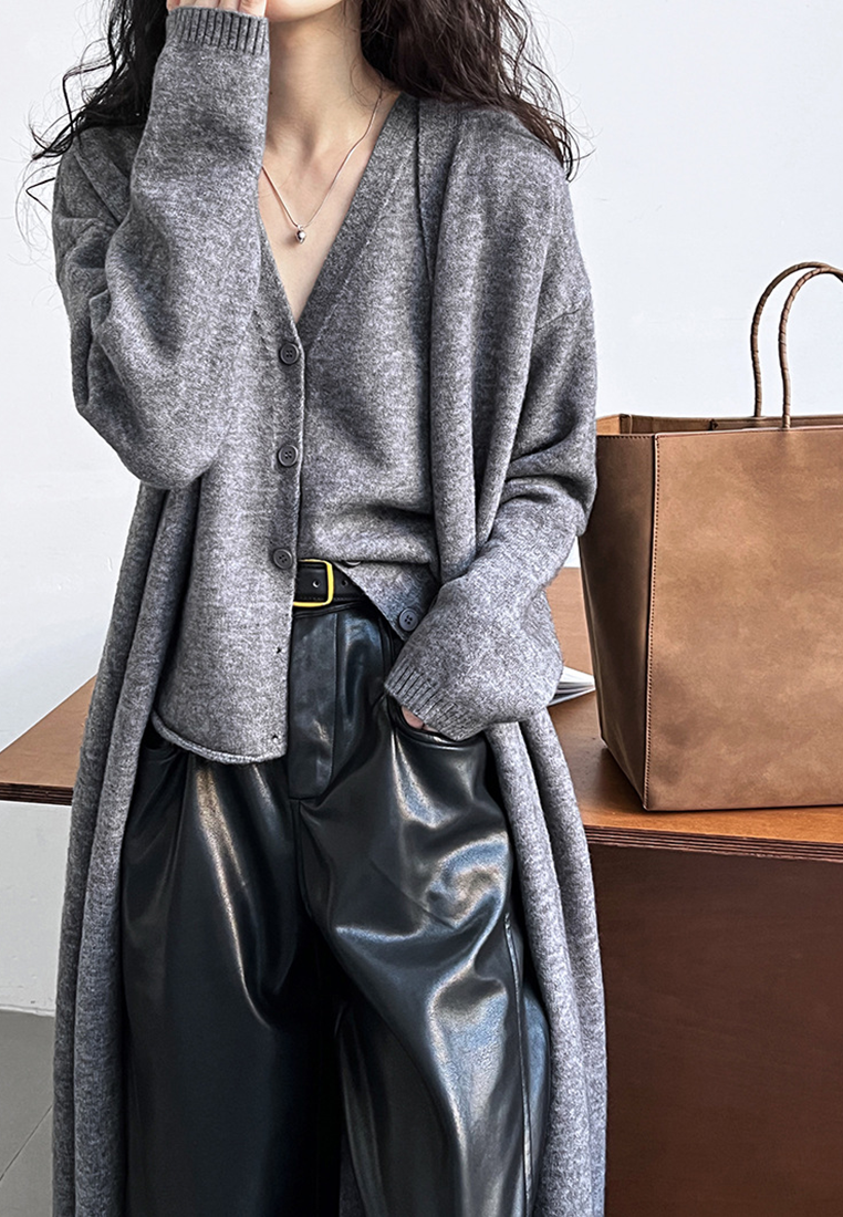 Long knitted cardigan vest vest vest vest suit CA24092351GY