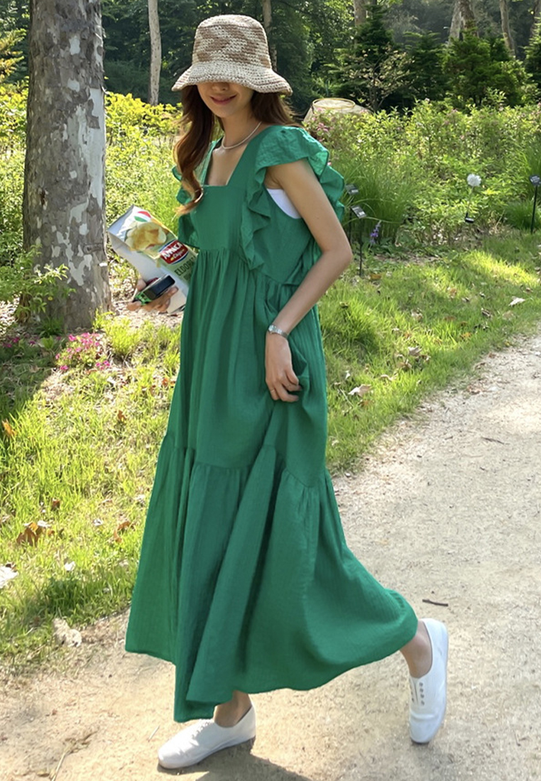 Summer temperament sweet square neck dress CA25032740GR