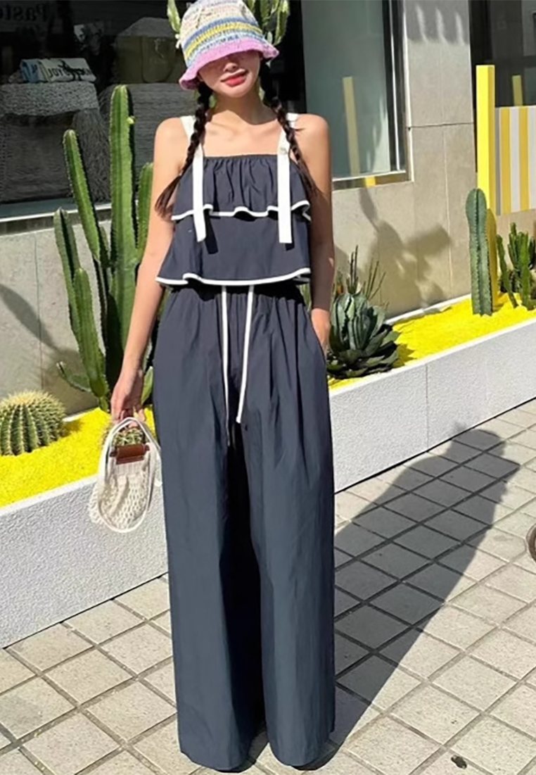 2025 Chic Summer Camisole + Wide Leg Pants Set CA25022407BL