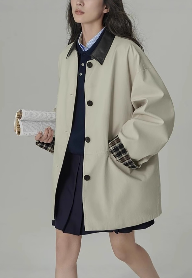 New Color-Block Retro Lyocell Trench Coat CA25110707W