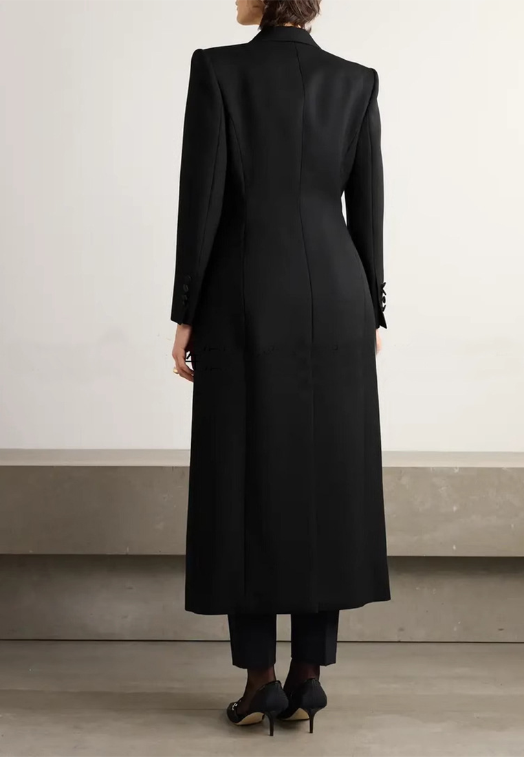 Autumn/Winter European-Style Long Slit Blazer Trench Dress CA25101607BK