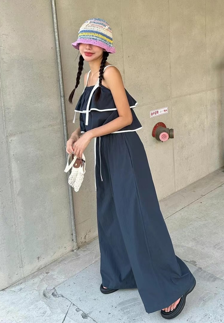 2025 Chic Summer Camisole + Wide Leg Pants Set CA25022407BL