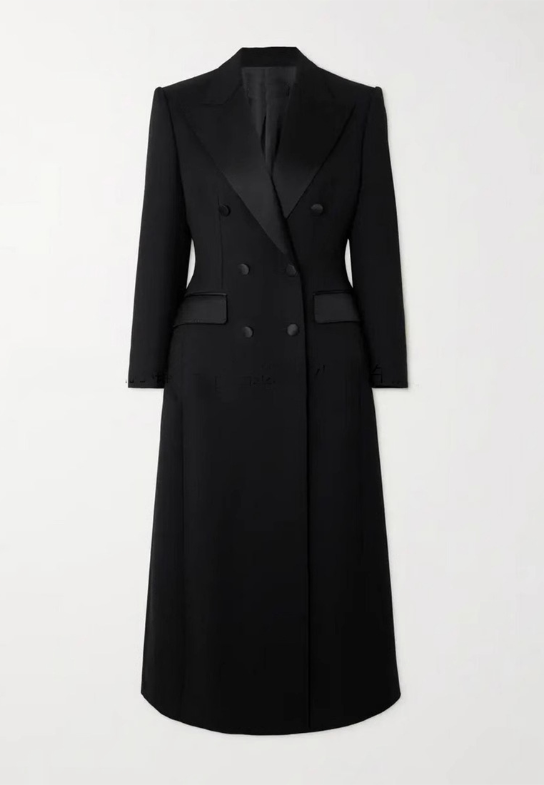 Autumn/Winter European-Style Long Slit Blazer Trench Dress CA25101607BK