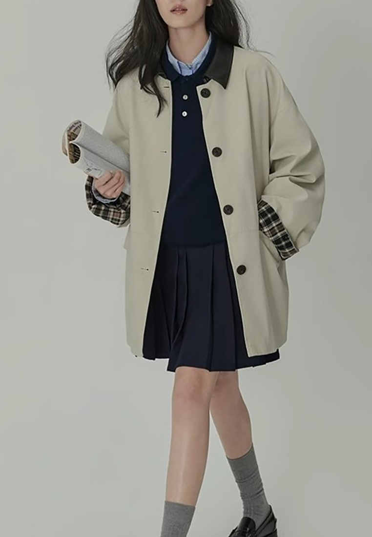 New Color-Block Retro Lyocell Trench Coat CA25110707W