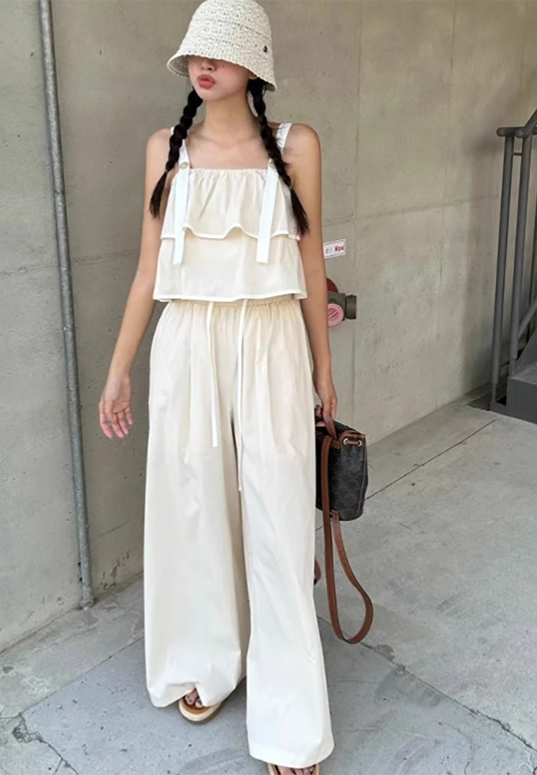 2025 Chic Summer Camisole + Wide Leg Pants Set CA25022407BL