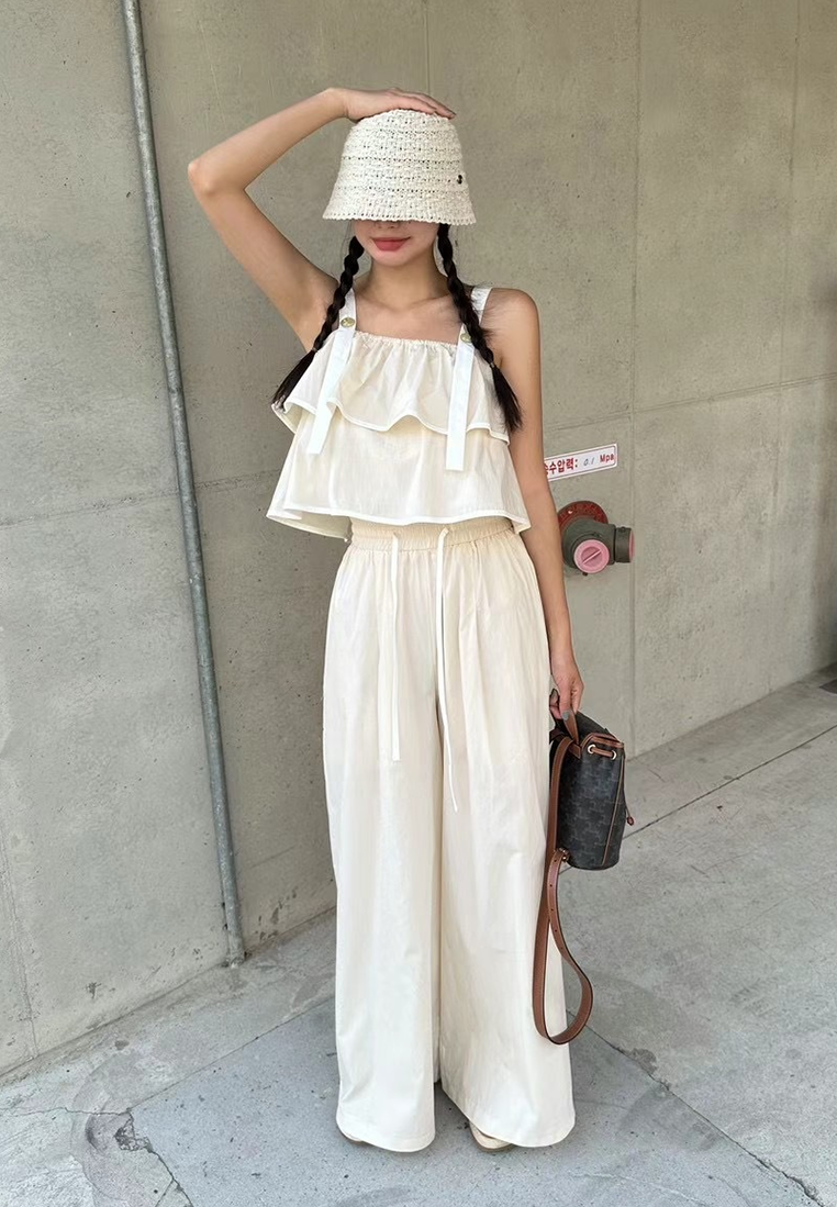 2025 Chic Summer Camisole + Wide Leg Pants Set CA25022407BL