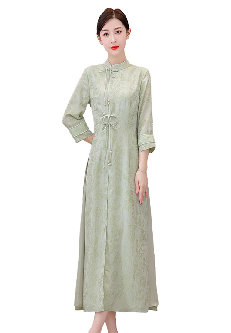 Cheongsam-style Hanfu Artistic Maxi Dress CA011007