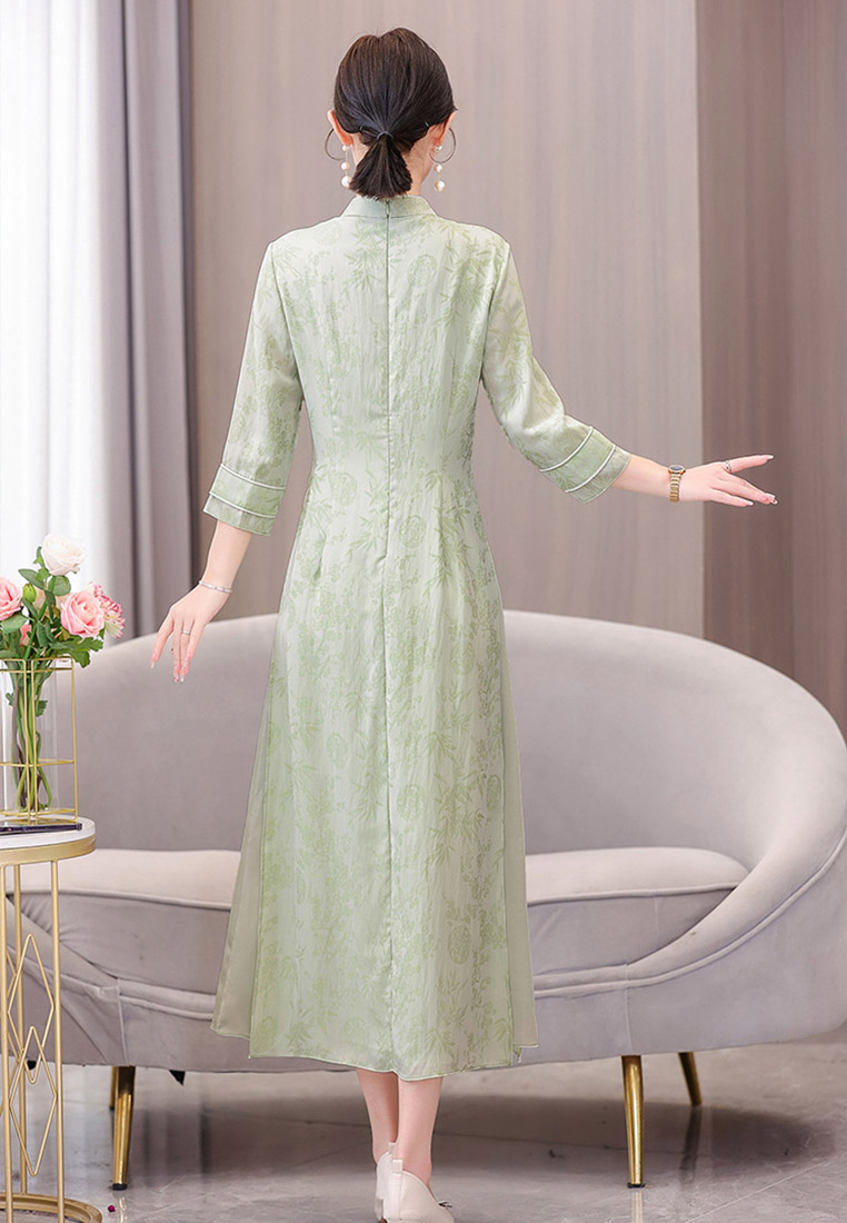 Cheongsam-style Hanfu Artistic Maxi Dress CA011007