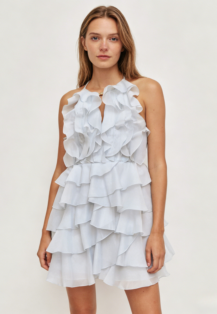 Ruffle Tiered Layered Mini Dress Halter Neck Party Cocktail Dress K26040909