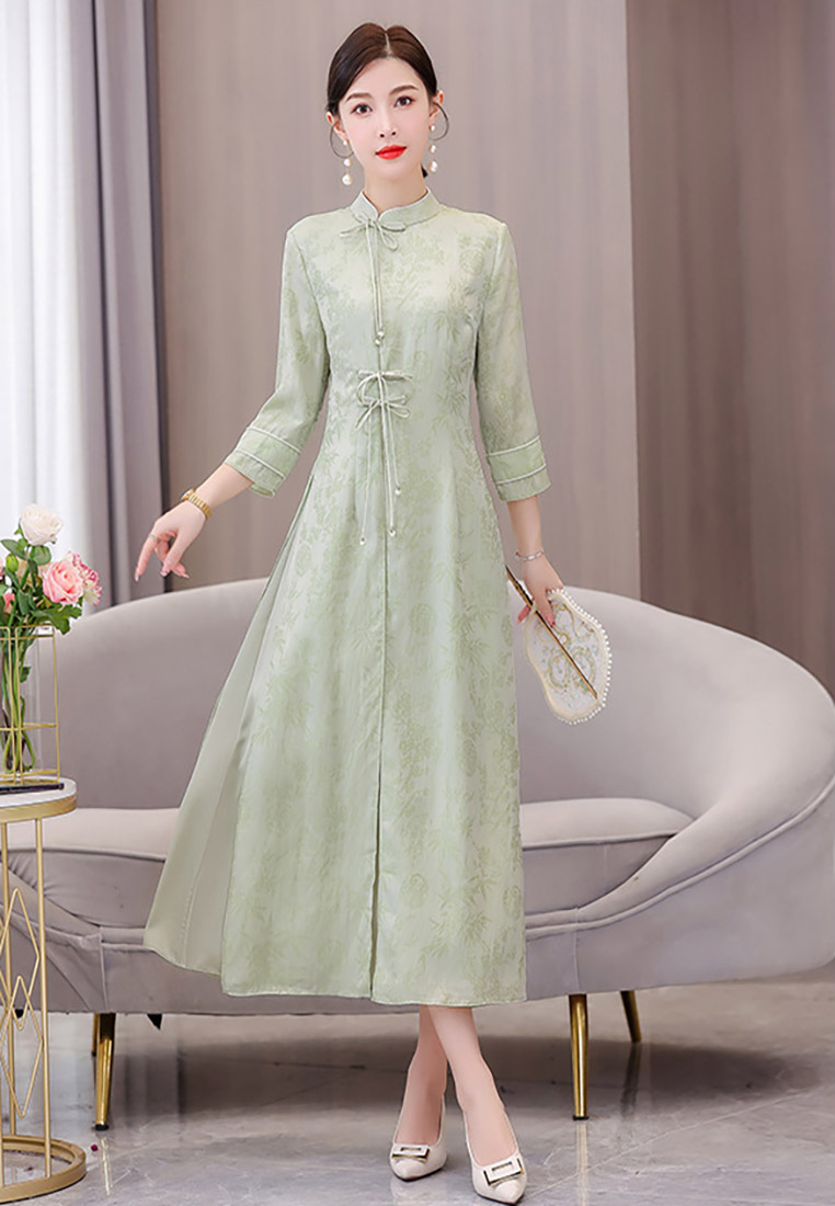 Cheongsam-style Hanfu Artistic Maxi Dress CA011007