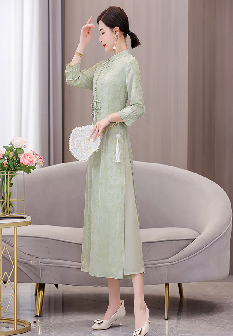 Cheongsam-style Hanfu Artistic Maxi Dress CA011007