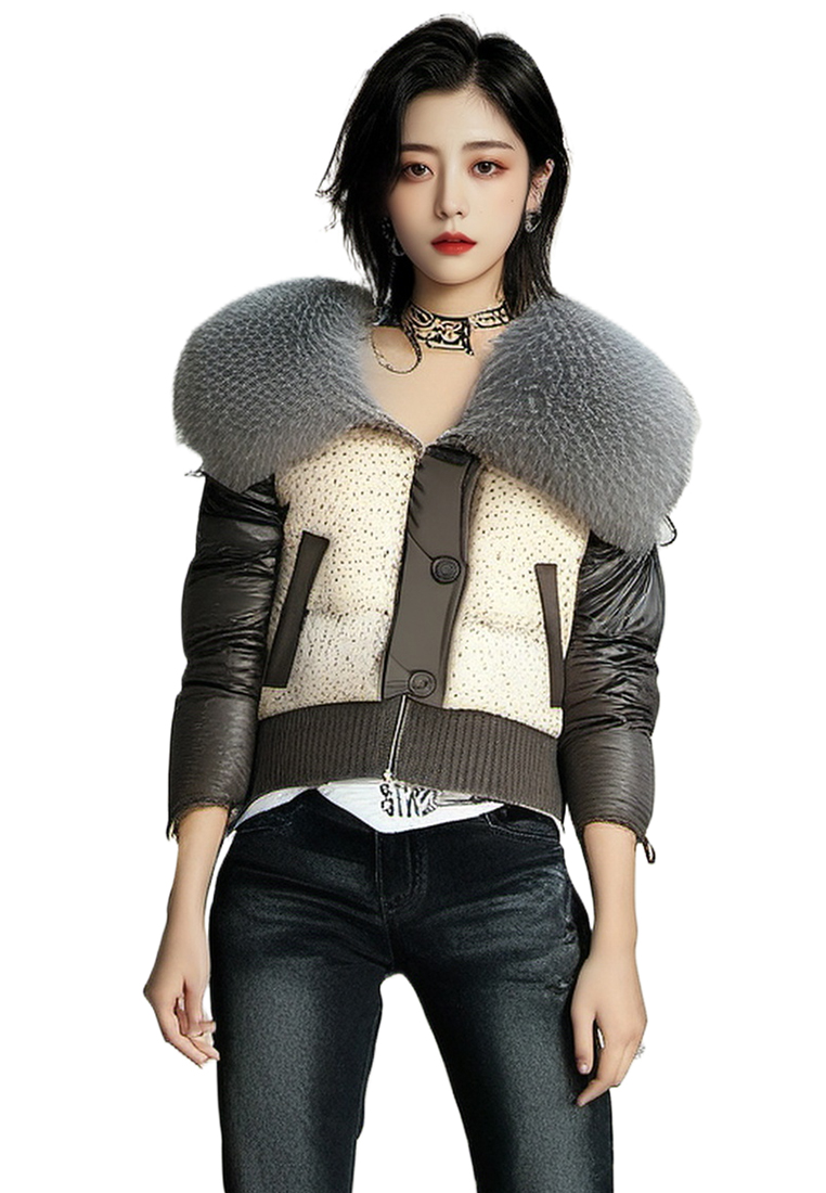 Winter women's wool solid color warm down jacket CA24112107GY