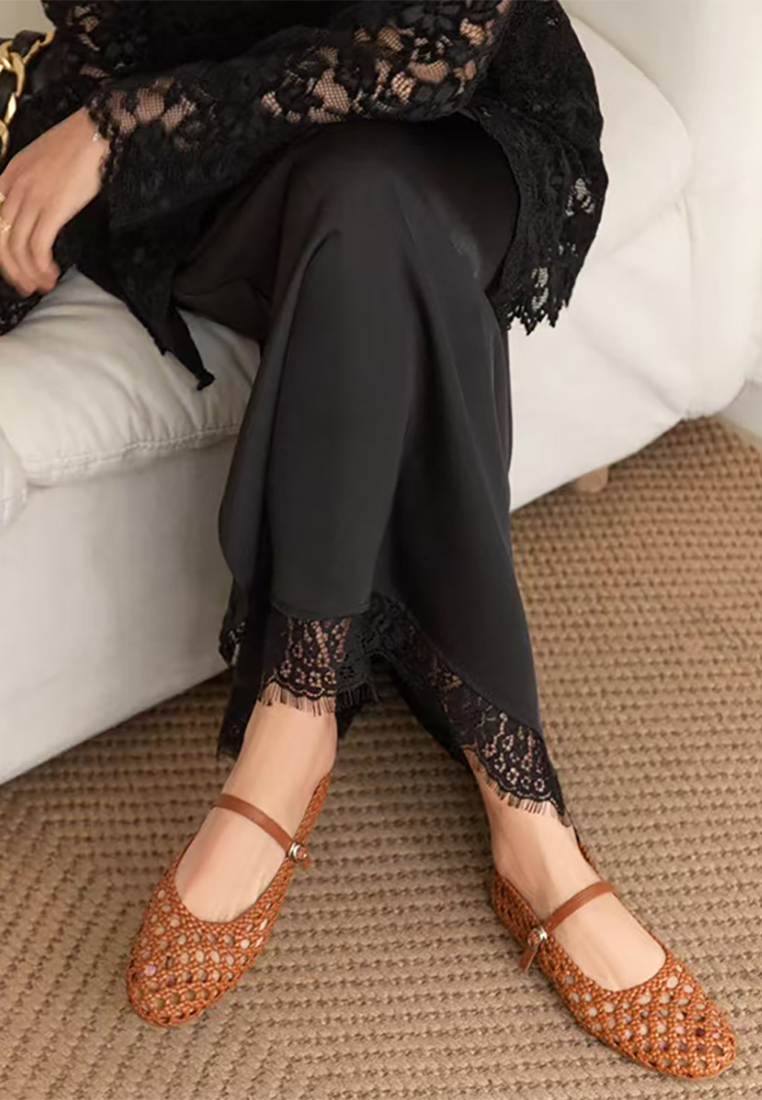 Summer hollow woven hole buckle flat sandals CA25042307BW