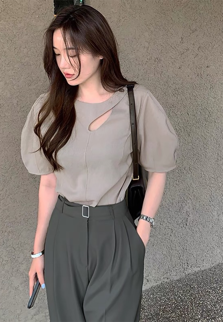 Korean chic French irregular one-button shirt CA25042907GY