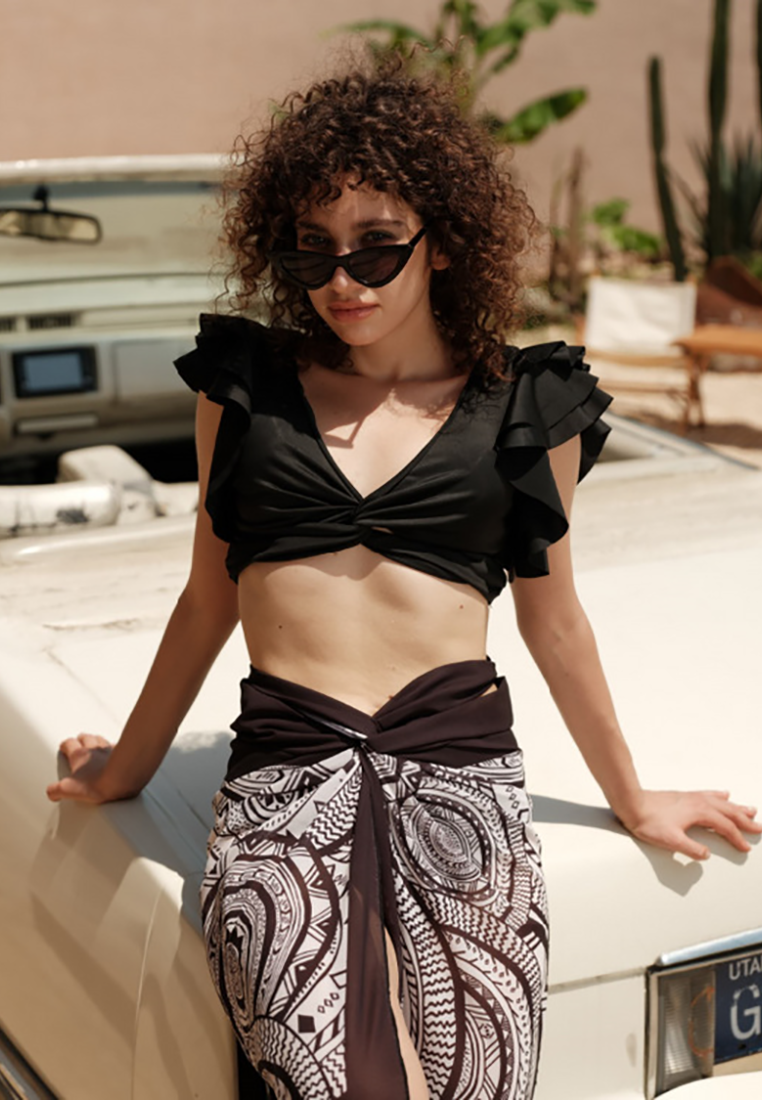 2025 European and American bikini chiffon beach dress set CA25030507BK