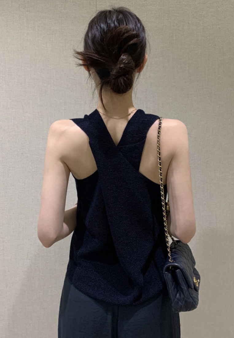 French Simple Solid Color Sleeveless Knitted Vest Top CA25070907W