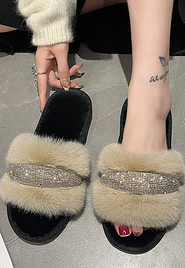 New crystal diamond flat cotton slippers CA25090207PI