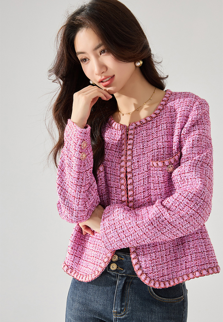 2024 Autumn pink knitted top CA24091107PI