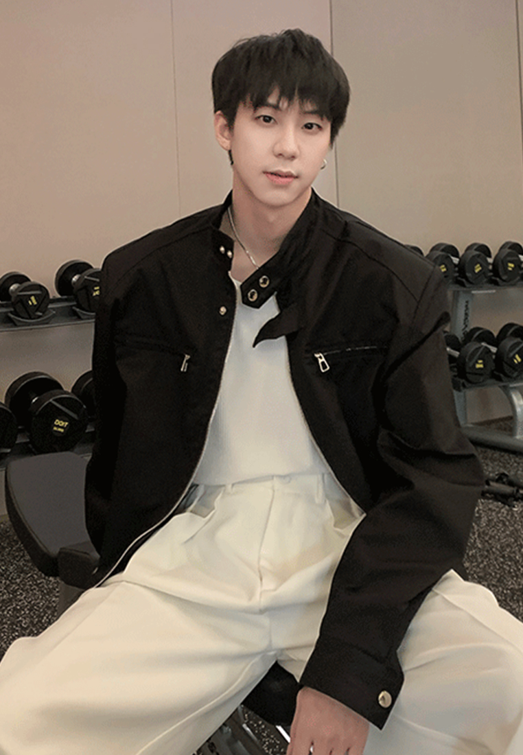 Classic short autumn jacket CA24101407BK