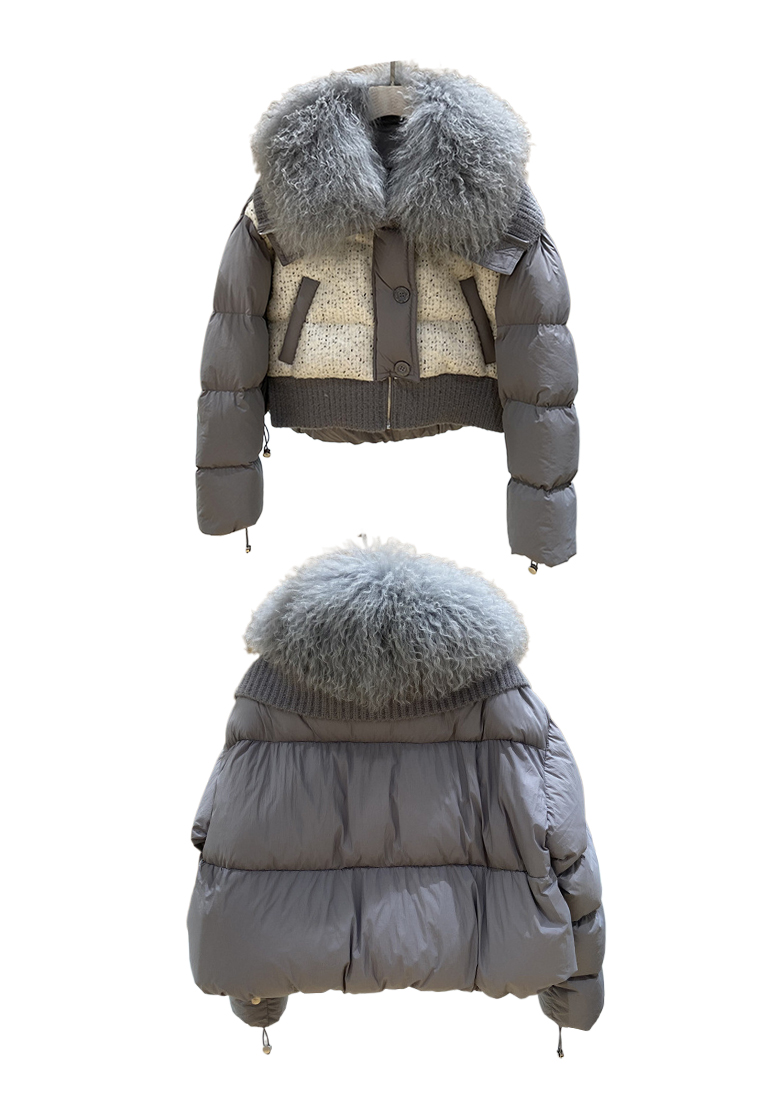 Winter women's wool solid color warm down jacket CA24112107GY