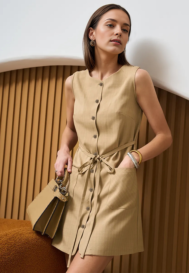 Summer fashion button up sleeveless dress CA25042207BE