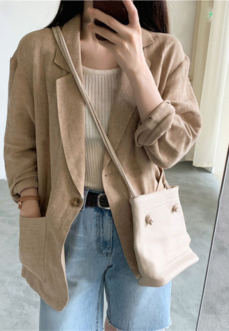 New casual long sleeved cotton linen jacket CA25091907KIkA